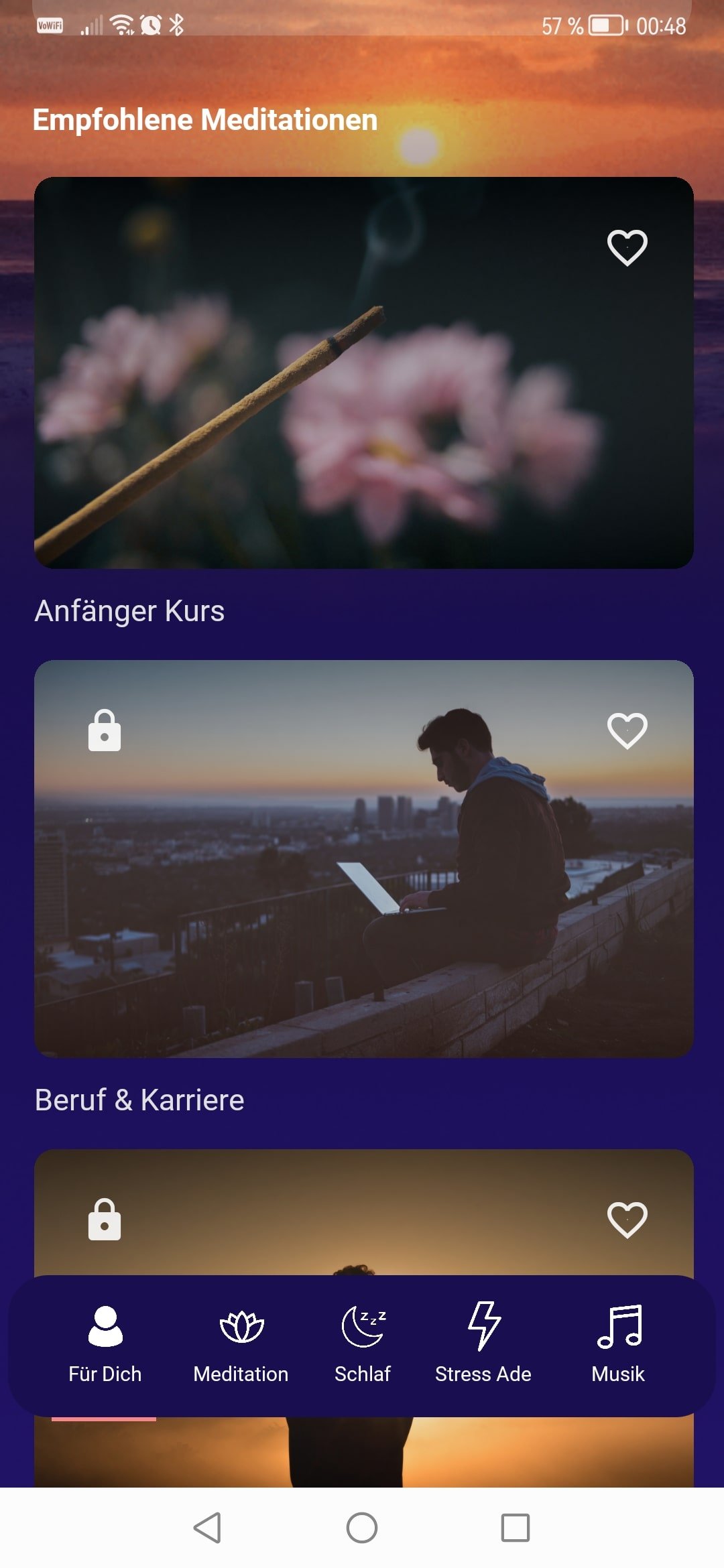 Screenshots from the app